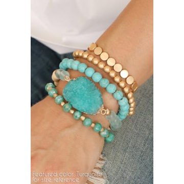 RIAH FASHION Bohemian Bead Bracelet Set Sparkly Stylish