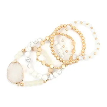 RIAH FASHION Bohemian Bead Bracelet Set Sparkly Stylish