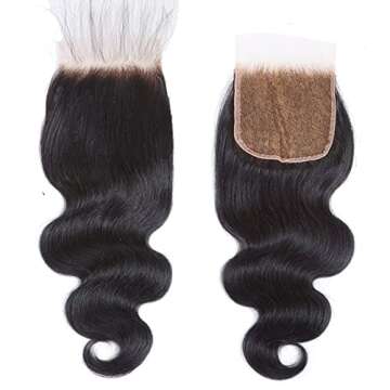 MYSHINYWIGS 5x5 Real HD Lace Closure Body Wave Closure Virgin Human Hair Lace Closure Pre Bleacked Knots with Baby Hair Invisible Transparent Lace Closure Natural Hairline Pre Plucked Black 20 Inch