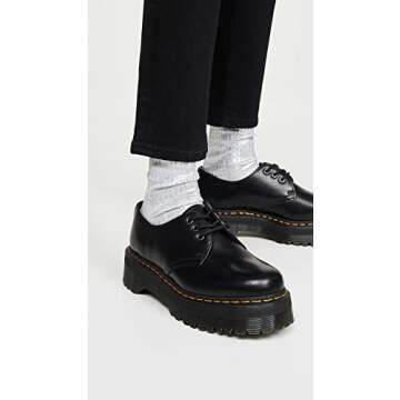 Dr. Martens Unisex 1461 Quad Oxford, Black Polished Smooth 8 Women/7 Men
