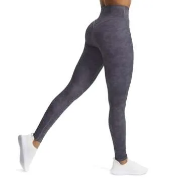 Aoxjox High Waisted Workout Leggings for Women Tummy Control Buttery Soft Yoga Metamorph Deep V Pants 26" (Cloud Navy, Medium)