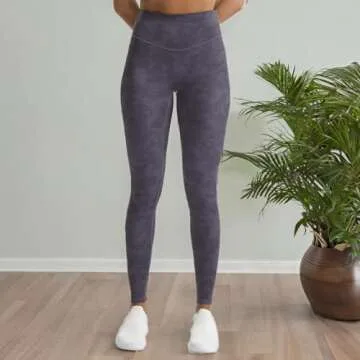 Aoxjox High Waisted Workout Leggings for Women Tummy Control Buttery Soft Yoga Metamorph Deep V Pants 26" (Cloud Navy, Medium)
