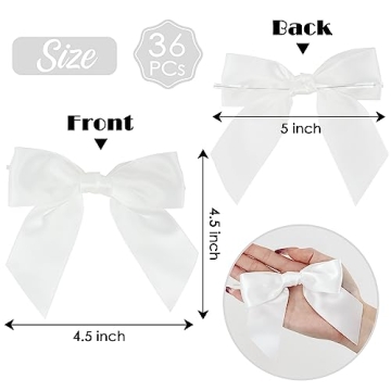 Elegant White Satin Twist Tie Bows for Decorations