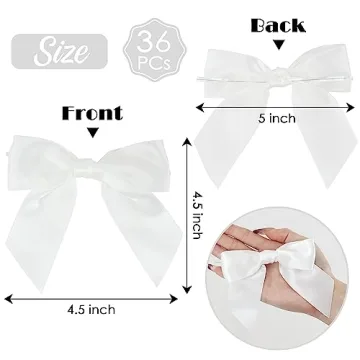 Elegant White Satin Twist Tie Bows for Decorations