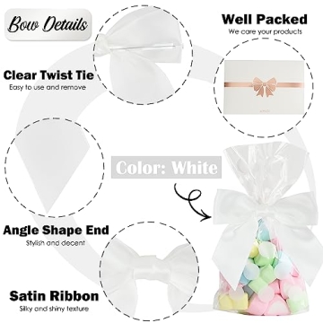 Elegant White Satin Twist Tie Bows for Decorations