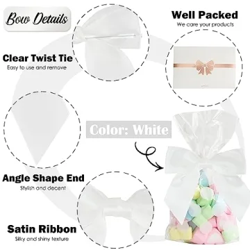 Elegant White Satin Twist Tie Bows for Decorations