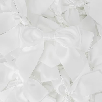 Elegant White Satin Twist Tie Bows for Decorations