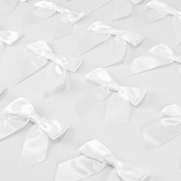 Elegant White Satin Twist Tie Bows for Decorations