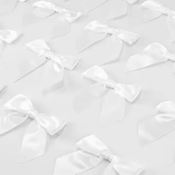 Elegant White Satin Twist Tie Bows for Decorations