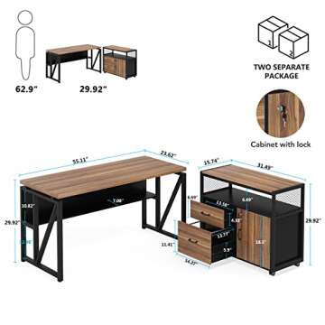Tribesigns 55-inch L Shaped Desk with Drawer Cabinet, Executive Computer Desk and lateral File Cabin...