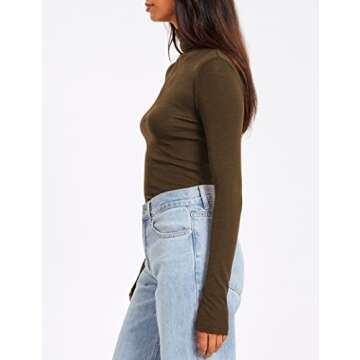 SUNBS Womens 3 Piece Turtleneck Long Sleeve Shirts Mock Neck Fall Fashion 2025 Slim Fit Winter Thermal Underwear Tops BlackBeigeCoffee3 L