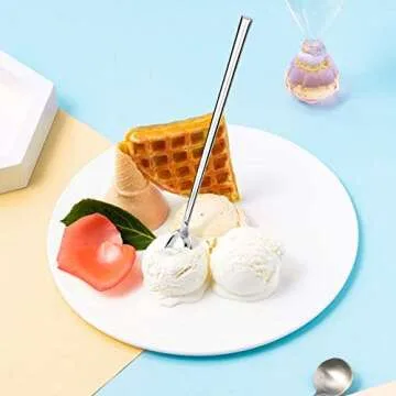 4-Piece 8-Inch Long Handle Spoon, Coffee Stirrers, Iced Teaspoon,Ice Cream Spoon,Premium 18/10 Stainless Steel Cocktail Stirring Spoons