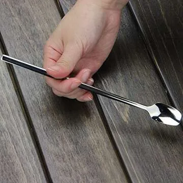 4-Piece 8-Inch Long Handle Spoon, Coffee Stirrers, Iced Teaspoon,Ice Cream Spoon,Premium 18/10 Stainless Steel Cocktail Stirring Spoons