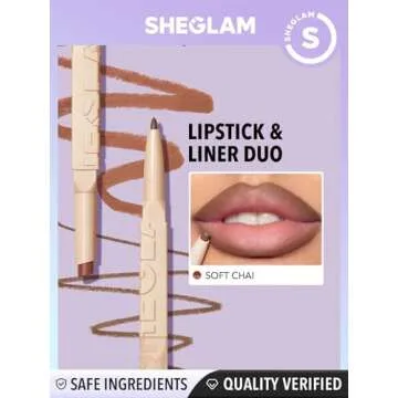 SHEGLAM 2 In 1 Matte Lip Liner and Long Lasting Lipstick Set Makeup - Soft Chai