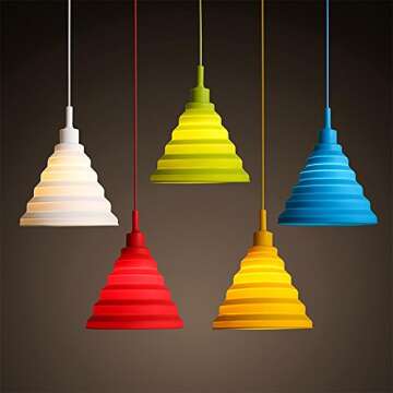 T.Y.S Lighting Candy Color Pendant Light Fixture E27/E26 Silicone Ceiling Light Holder (Yellow)