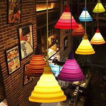 T.Y.S Lighting Candy Color Pendant Light Fixture E27/E26 Silicone Ceiling Light Holder (Yellow)