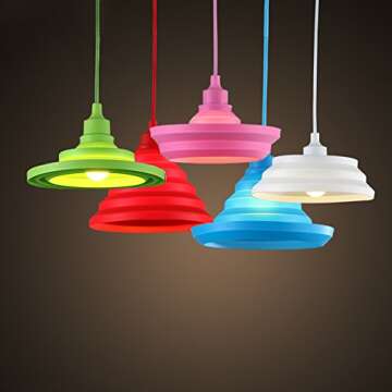 T.Y.S Lighting Candy Color Pendant Light Fixture E27/E26 Silicone Ceiling Light Holder (Yellow)