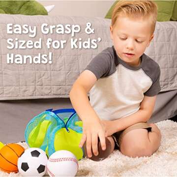 Hapinest Soft Foam Sports Balls with Carrying Bag Toys and Gifts for Kids Toddler Age Boys and Girls