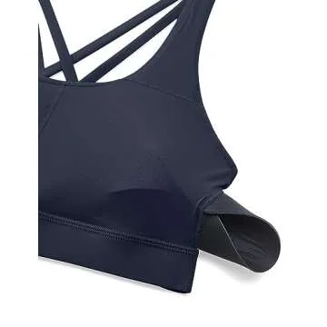 CRZ YOGA Women's Strappy Sports Bras Fitness Workout Padded Yoga Criss Cross Back Cami Navy Medium