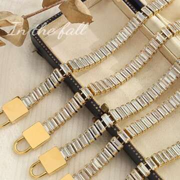 OSKINIA Tennis Bracelet Rectangular Cubic Zirconiaia Bridal Bridesmaids Wedding Classic Bracelets Titanium steel 18K Yellow Gold Plated 6mm Gemstone Birthday Jewelry Gifts for Women,17.5CM with Lock T buckle