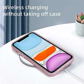 OOK Soft Case for iPhone 11 All Round Shock Absorption Protection Flexible TPU Cover with Pink Heart Design Anti-Scratch Slim iPhone 11 Case for Women Girls - Pink