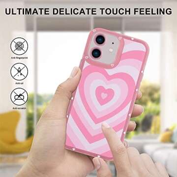 OOK Soft Case for iPhone 11 All Round Shock Absorption Protection Flexible TPU Cover with Pink Heart Design Anti-Scratch Slim iPhone 11 Case for Women Girls - Pink