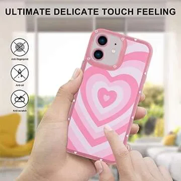 OOK Soft Case for iPhone 11 All Round Shock Absorption Protection Flexible TPU Cover with Pink Heart Design Anti-Scratch Slim iPhone 11 Case for Women Girls - Pink
