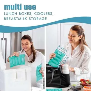 Cool Coolers 2 Pack Soft Ice for Coolers, Large Reusable Lunch Box Ice Pack, Flexible Stretch Nylon, Durable, Cooler Ice Packs for Lunch Boxes, Large Reusable Freezer Packs, by Fit & Fresh, Teal