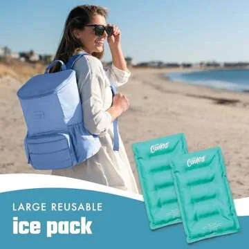 Cool Coolers 2 Pack Soft Ice for Coolers, Large Reusable Lunch Box Ice Pack, Flexible Stretch Nylon, Durable, Cooler Ice Packs for Lunch Boxes, Large Reusable Freezer Packs, by Fit & Fresh, Teal