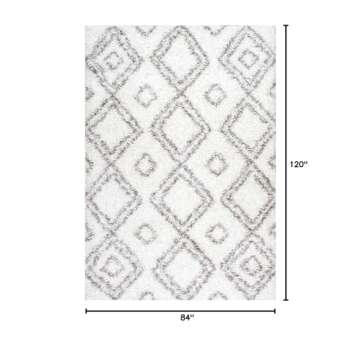 nuLOOM Iola Geometric Shag Area Rug, 7' 10" x 10', White
