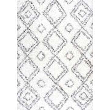 nuLOOM Iola Geometric Shag Area Rug, 7' 10" x 10', White