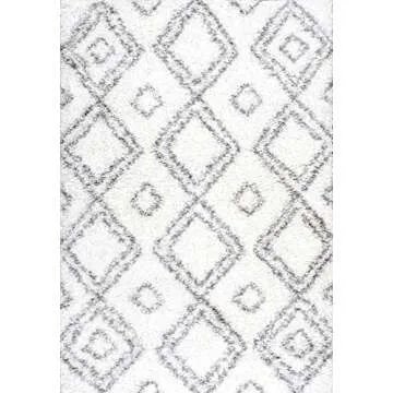 nuLOOM Iola Geometric Shag Area Rug, 7' 10" x 10', White