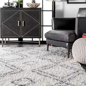 nuLOOM Iola Geometric Shag Area Rug, 7' 10" x 10', White