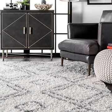 nuLOOM Iola Geometric Shag Area Rug, 7' 10" x 10', White