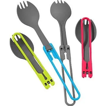 MSR 4-Piece Folding Camping Spork Set - Lightweight & Versatile Cooking Utensils