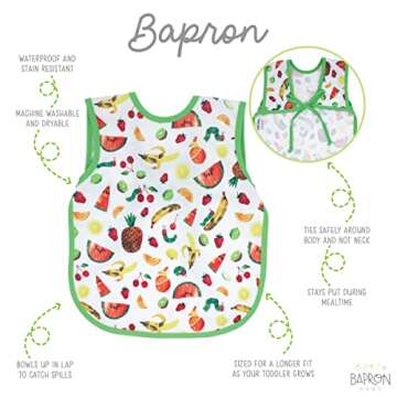 BapronBaby Eric Carle Tropical Fruit Bapron - No Neck Tie Safer Bib for Baby & Toddler - Soft Waterp...