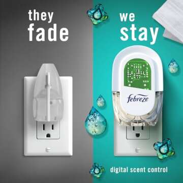 Febreze Plug in Air Freshener, Odor-Fighting Scented Oil Refill, Air Fresheners for Home and Bathroom and Kitchen, Long Lasting for Strong Odors, Unstopables Fresh Scent, 0.87oz Refills, 3 Count