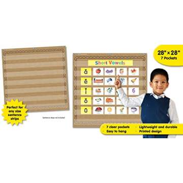 Teacher Created Resources Burlap 7 Pocket Chart (28" x 28") - 20837