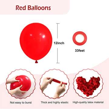FOTIOMRG Red Balloons 12 inch, 50 Pack Red Latex Party Balloons Helium Quality for Birthday Graduati...