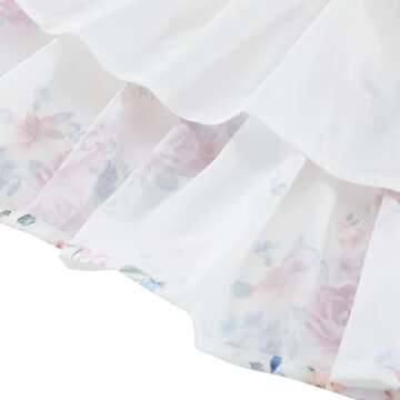 Flofallzique Floral Girls Dress Summer Casual Ruffle Sleeves Tiered Kids Vintage Sundress(4,Lilac Flower)