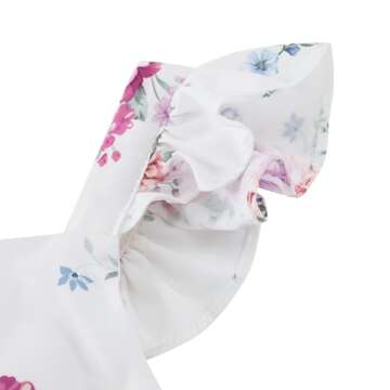 Flofallzique Floral Girls Dress Summer Casual Ruffle Sleeves Tiered Kids Vintage Sundress(4,Lilac Flower)