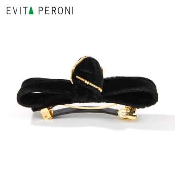 EVITA PERONI Velvet Hair Barrettes for Women, Hair Bows Hair Barrettes, Small French Barrettes Hair Clip for Women Thick Thin Hair-Wine Red