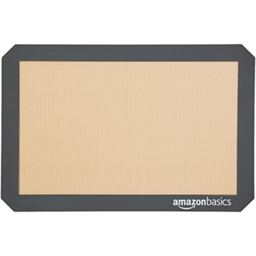 Amazon Basics Rectangular Silicone, Non-Stick, Food Safe Baking Mat, 9"x13", 9.9"x14.8", and 16.5"x11.6", Beige/Gray, Pack of 3