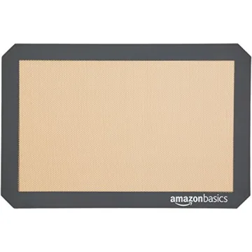 Amazon Basics Rectangular Silicone, Non-Stick, Food Safe Baking Mat, 9"x13", 9.9"x14.8", and 16.5"x11.6", Beige/Gray, Pack of 3
