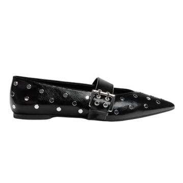 Yishaweiqi Black Studs Ballet Flats: Stylish & Comfortable Women's Shoes