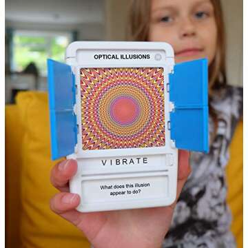 100 PICS Optical Illusions - Perfect Stocking Stuffer for Teens and Kids |100 Mind-Blowing Illusions | Contains 50 Cards in a Slide Reveal case | Ideal Gift for Travel