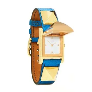 Hermès Pre-Loved Blue & Gold Medor Watch - Swiss Elegance