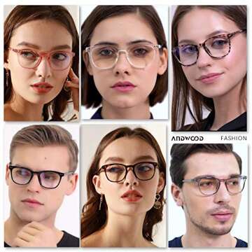 ANDWOOD Blue Light Blocking Glasses Women Men Computer Small Face Clear Bluelight Blocker Eyeglasses...