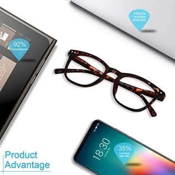 ANDWOOD Blue Light Blocking Glasses Women Men Computer Small Face Clear Bluelight Blocker Eyeglasses Frame Square Tortoise