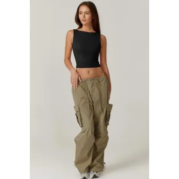 QINSEN High Neck Open Back Cropped Top for Women